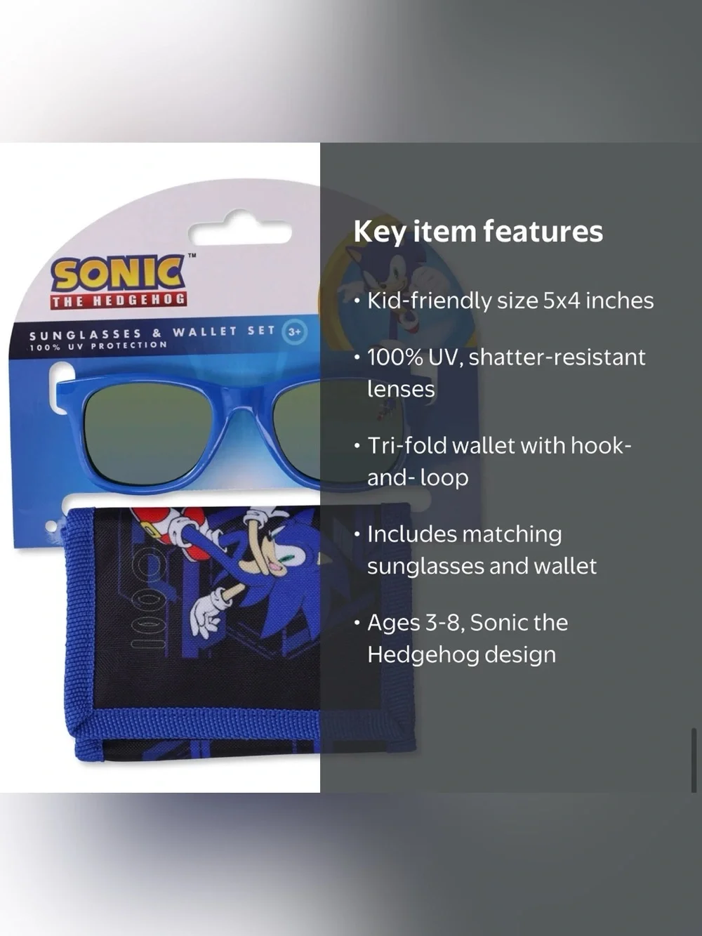 Sonic The Hedgehog Kids Sunglasses & Wallet Set